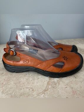 Keen Slingback Shoes Womens Size 7.5 Brown Leather Sandals Paradise Cush Comfort